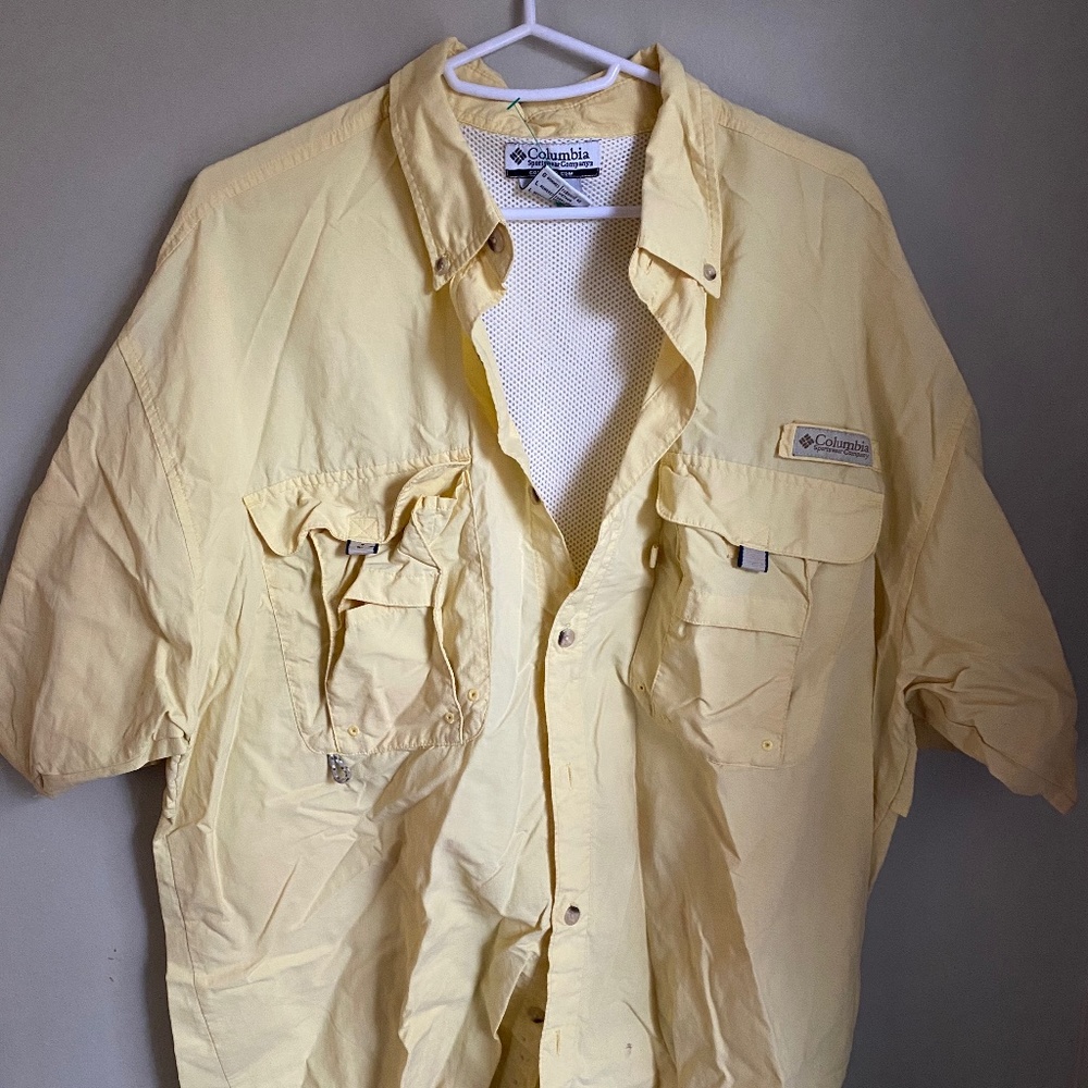 Yellow Columbia PFG Fishing Shirt